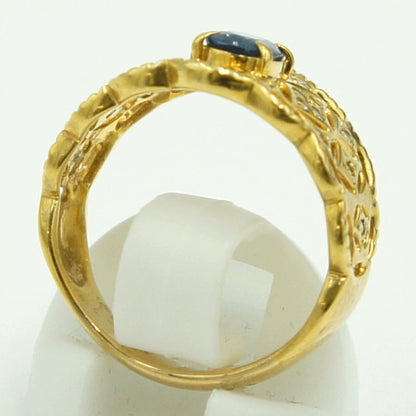 K18サファイアダイヤモンドリング　S0.73ct　D0.12ct　リングサイズ12号　重量5.41ｇ(石の重量含む)　レディース（中古）