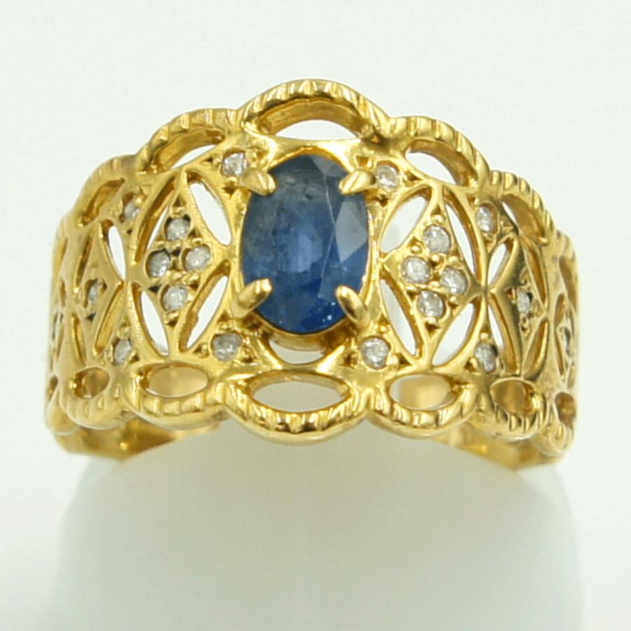 K18サファイアダイヤモンドリング　S0.73ct　D0.12ct　リングサイズ12号　重量5.41ｇ(石の重量含む)　レディース（中古）