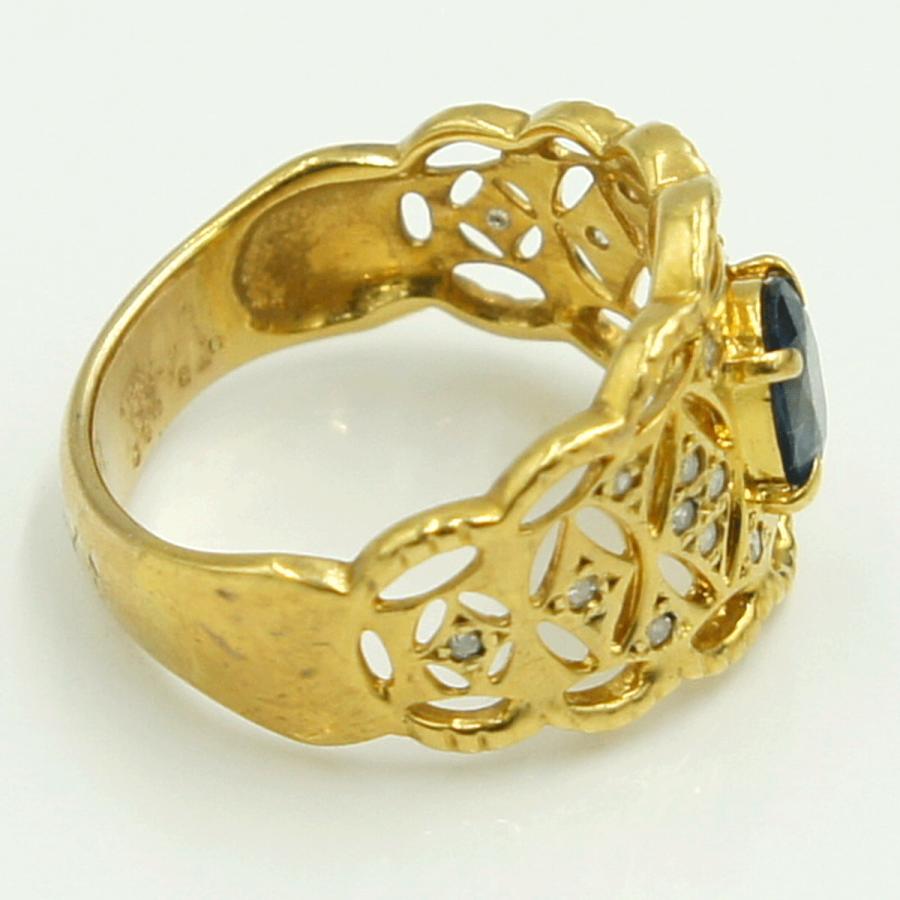 K18サファイアダイヤモンドリング　S0.73ct　D0.12ct　リングサイズ12号　重量5.41ｇ(石の重量含む)　レディース（中古）