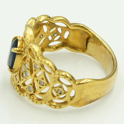 K18サファイアダイヤモンドリング　S0.73ct　D0.12ct　リングサイズ12号　重量5.41ｇ(石の重量含む)　レディース（中古）