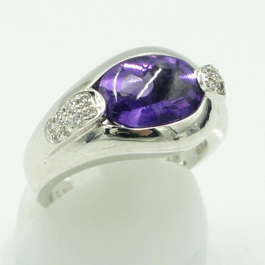 750アメジストダイヤモンドリング　A2.43ct　D0.16ct　リングサイズ9号　レディース（中古）