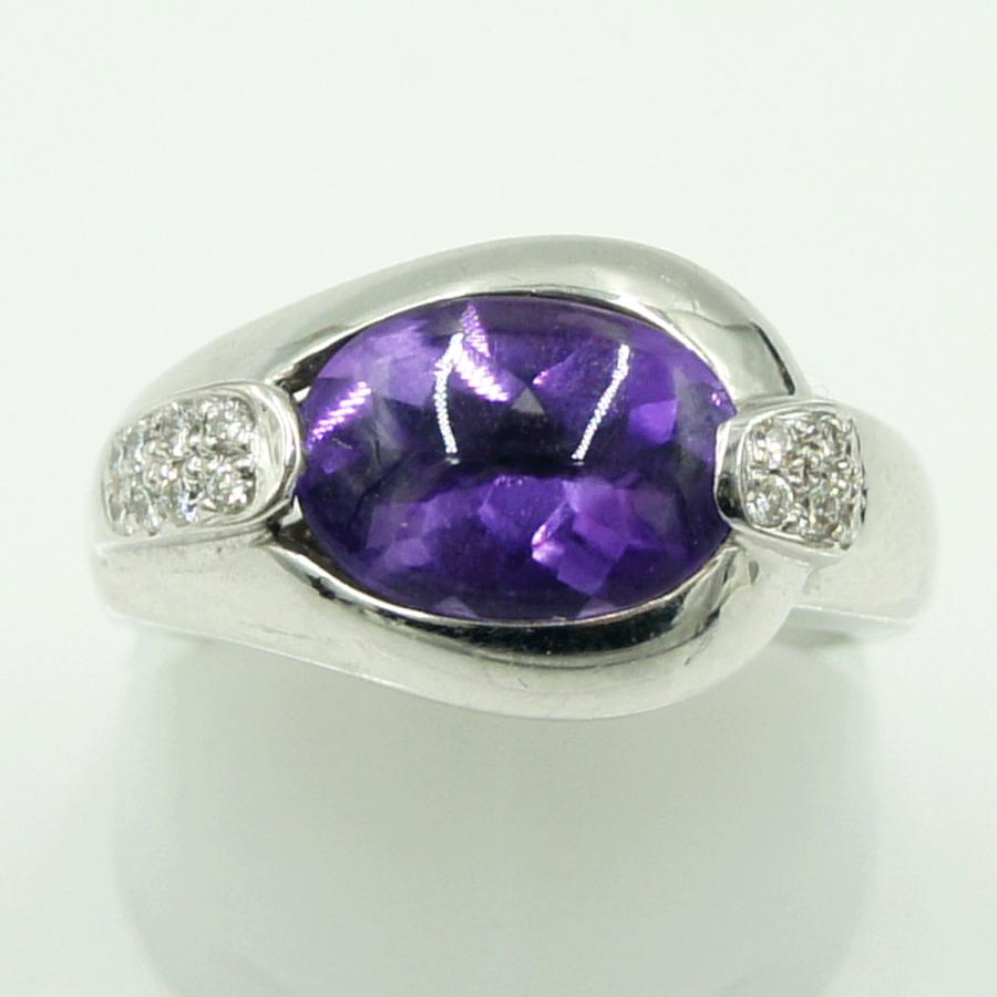 750アメジストダイヤモンドリング　A2.43ct　D0.16ct　リングサイズ9号　レディース（中古）