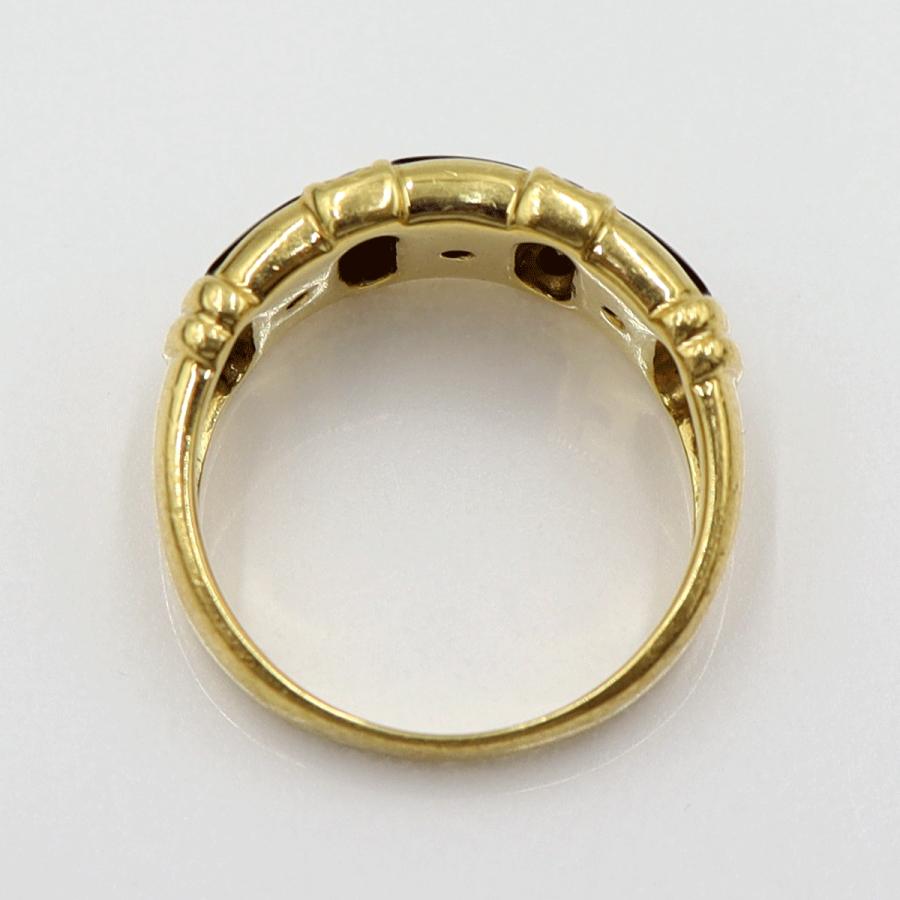 K18オニキスダイヤリング　D0.08ct　リングサイズ11号　重量5.40ｇ(石の重量含む)　レディース(中古)