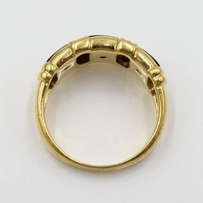 K18オニキスダイヤリング　D0.08ct　リングサイズ11号　重量5.40ｇ(石の重量含む)　レディース(中古)