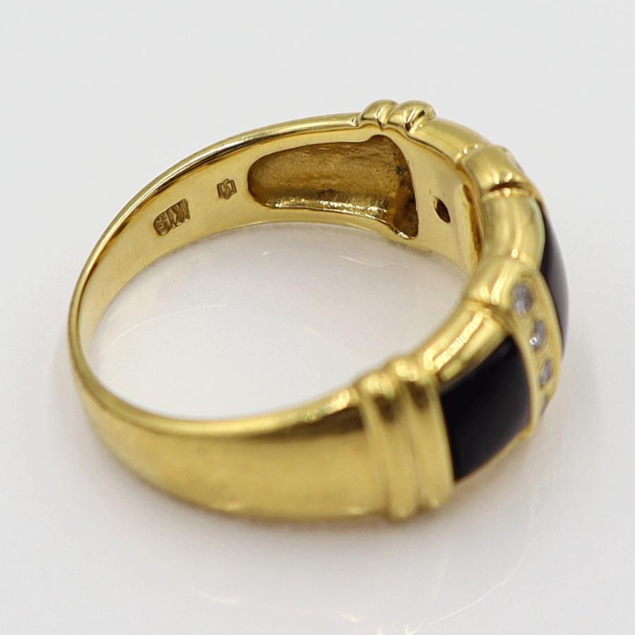 K18オニキスダイヤリング　D0.08ct　リングサイズ11号　重量5.40ｇ(石の重量含む)　レディース(中古)