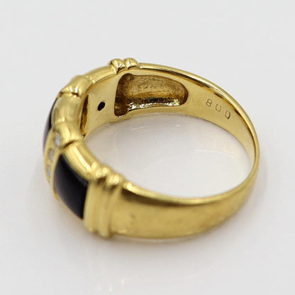 K18オニキスダイヤリング　D0.08ct　リングサイズ11号　重量5.40ｇ(石の重量含む)　レディース(中古)