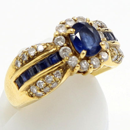 K18サファイアダイヤモンドリング　S1.48ct　D0.56ct　リングサイズ12号　重量7.38ｇ(石の重量含む)　レディース（中古）