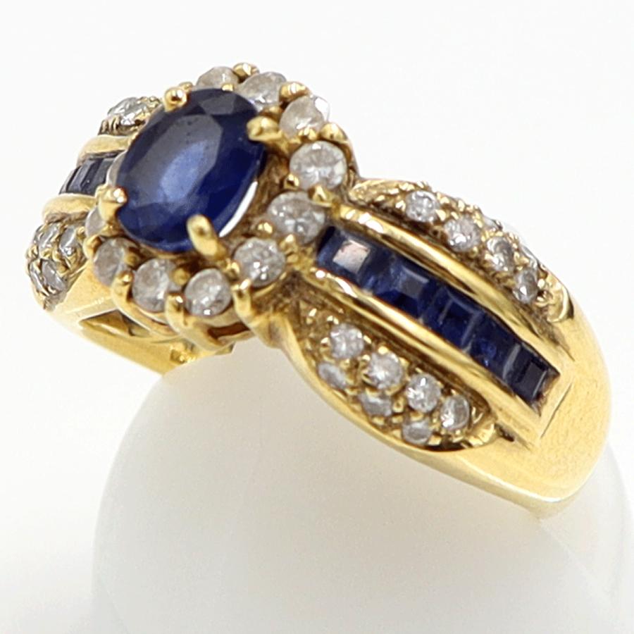 K18サファイアダイヤモンドリング　S1.48ct　D0.56ct　リングサイズ12号　重量7.38ｇ(石の重量含む)　レディース（中古）