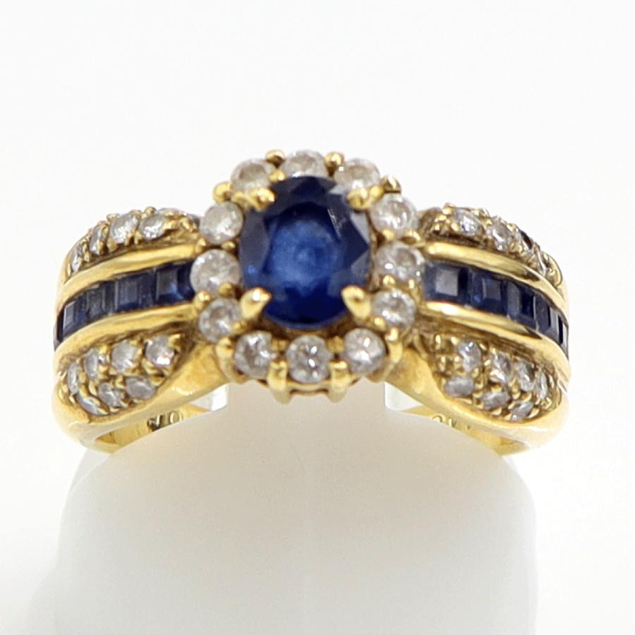 K18サファイアダイヤモンドリング　S1.48ct　D0.56ct　リングサイズ12号　重量7.38ｇ(石の重量含む)　レディース（中古）