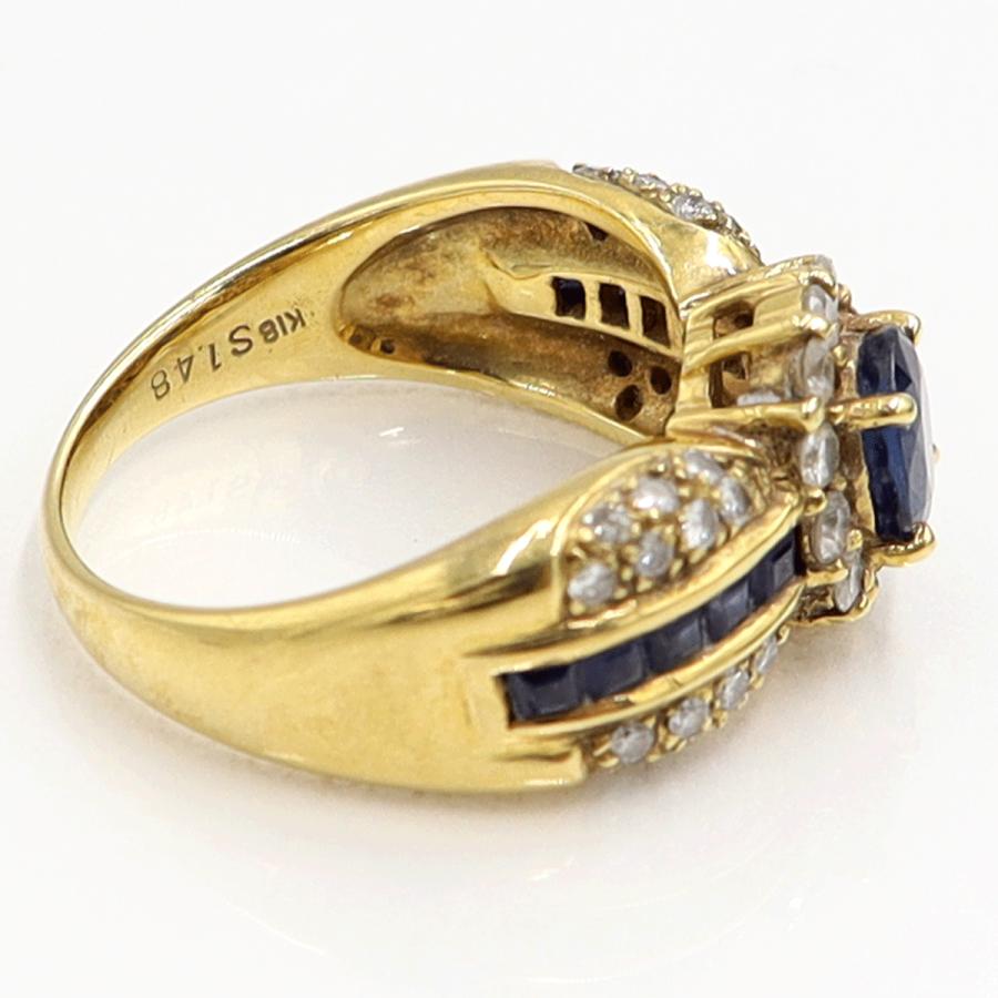 K18サファイアダイヤモンドリング　S1.48ct　D0.56ct　リングサイズ12号　重量7.38ｇ(石の重量含む)　レディース（中古）