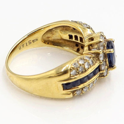 K18サファイアダイヤモンドリング　S1.48ct　D0.56ct　リングサイズ12号　重量7.38ｇ(石の重量含む)　レディース（中古）