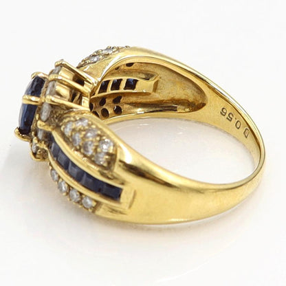 K18サファイアダイヤモンドリング　S1.48ct　D0.56ct　リングサイズ12号　重量7.38ｇ(石の重量含む)　レディース（中古）