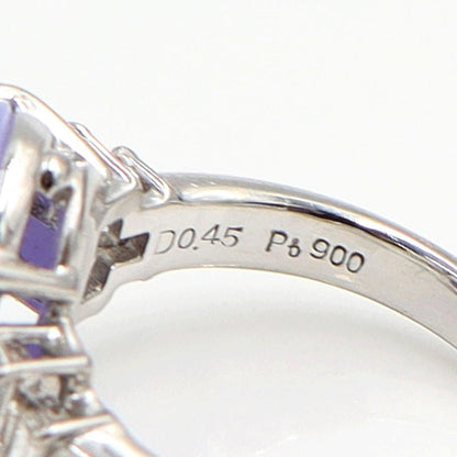 Pt900ラベンダーヒスイダイヤモンドリング　J9.99ct　D0.45ct　リングサイズ16号　重量10.80ｇ(石の重量含む)　レディース（中古）