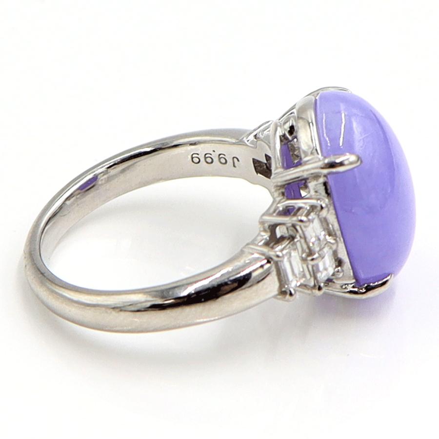 Pt900ラベンダーヒスイダイヤモンドリング　J9.99ct　D0.45ct　リングサイズ16号　重量10.80ｇ(石の重量含む)　レディース（中古）