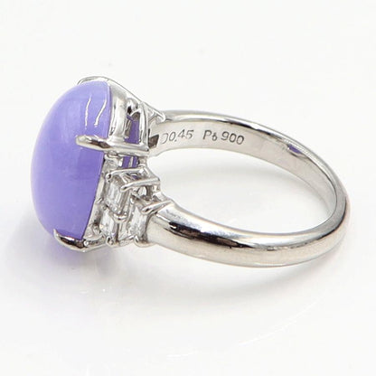 Pt900ラベンダーヒスイダイヤモンドリング　J9.99ct　D0.45ct　リングサイズ16号　重量10.80ｇ(石の重量含む)　レディース（中古）