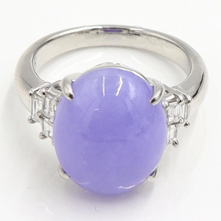 Pt900ラベンダーヒスイダイヤモンドリング　J9.99ct　D0.45ct　リングサイズ16号　重量10.80ｇ(石の重量含む)　レディース（中古）