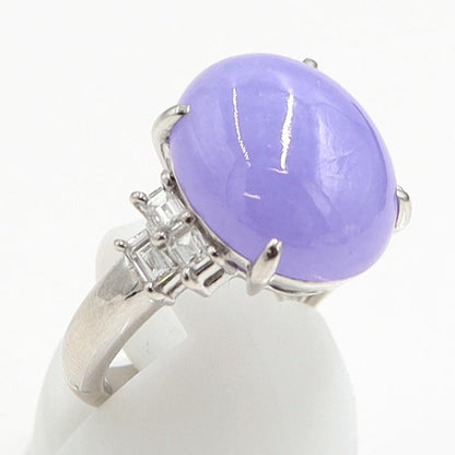 Pt900ラベンダーヒスイダイヤモンドリング　J9.99ct　D0.45ct　リングサイズ16号　重量10.80ｇ(石の重量含む)　レディース（中古）