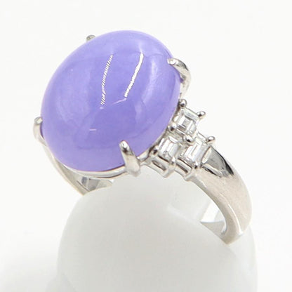 Pt900ラベンダーヒスイダイヤモンドリング　J9.99ct　D0.45ct　リングサイズ16号　重量10.80ｇ(石の重量含む)　レディース（中古）