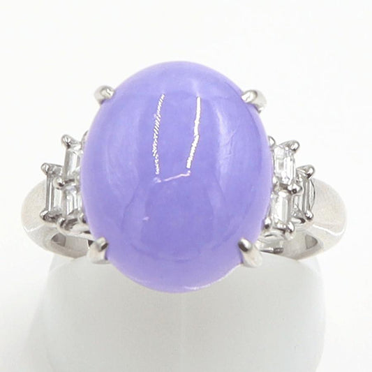 Pt900ラベンダーヒスイダイヤモンドリング　J9.99ct　D0.45ct　リングサイズ16号　重量10.80ｇ(石の重量含む)　レディース（中古）