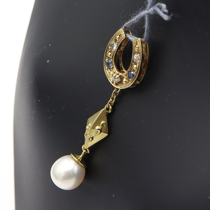 K18パールペンダントトップ　P8mm　D0.05ct　重量3.83g(石の重量含む)　レディース(中古)