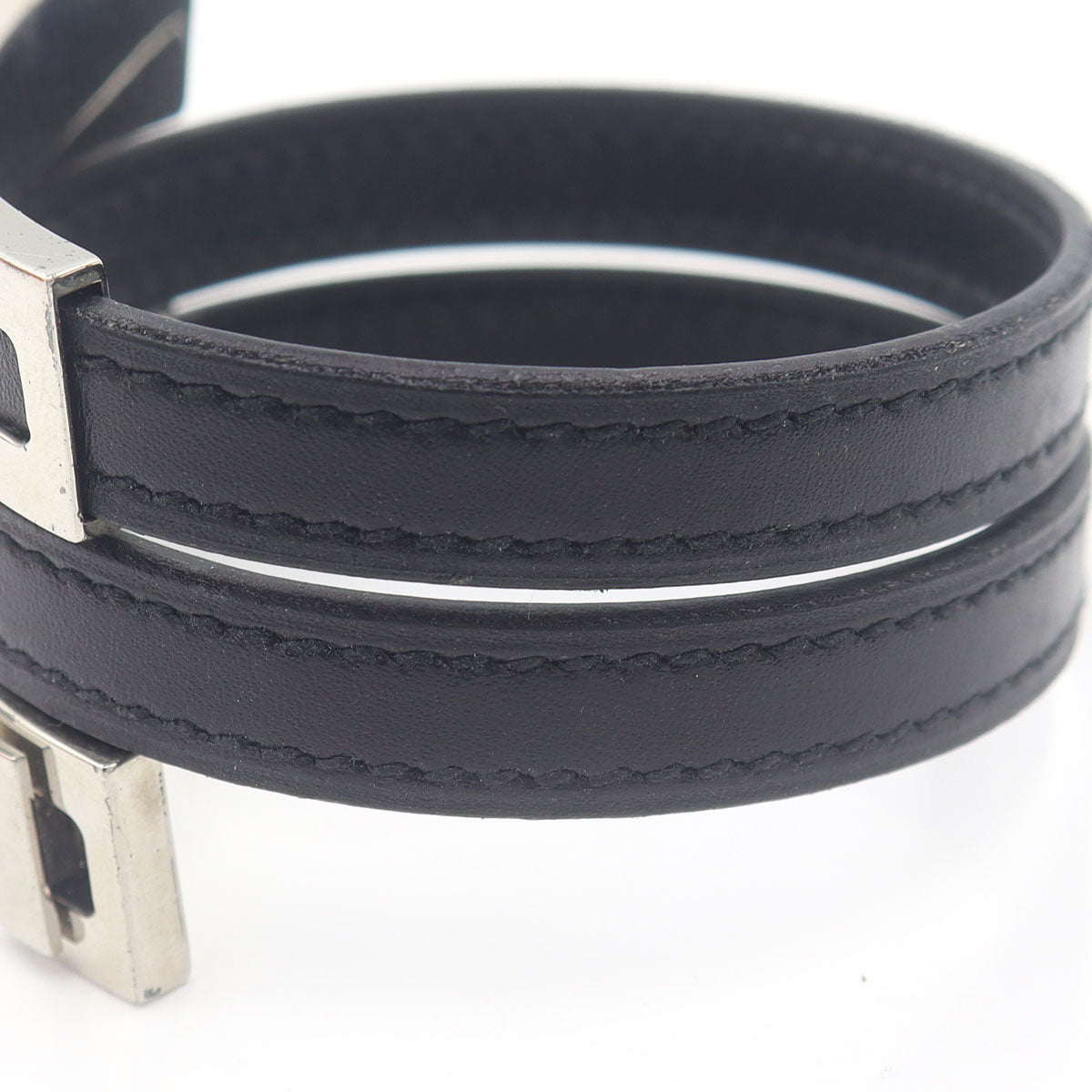 エルメス(Hermes)　プスプス　ブレスレット　腕回り17cm　重量22.75g　シルバー金具/レザー　レディース(中古)