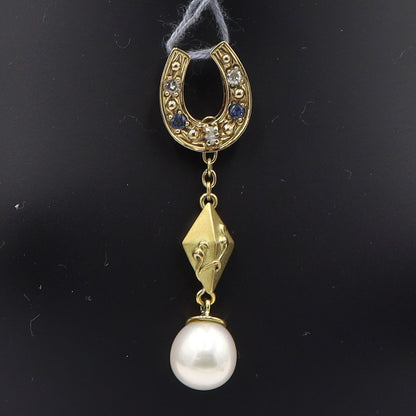 K18パールペンダントトップ　P8mm　D0.05ct　重量3.83g(石の重量含む)　レディース(中古)