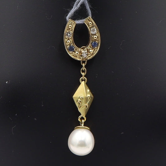 K18パールペンダントトップ　P8mm　D0.05ct　重量3.83g(石の重量含む)　レディース(中古)