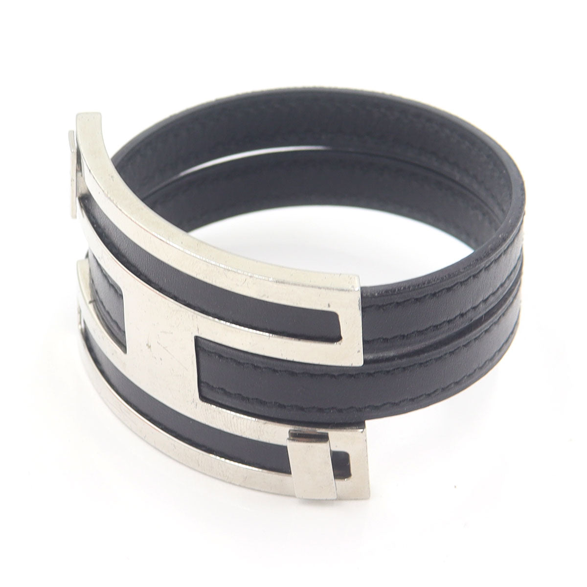 エルメス(Hermes)　プスプス　ブレスレット　腕回り17cm　重量22.75g　シルバー金具/レザー　レディース(中古)