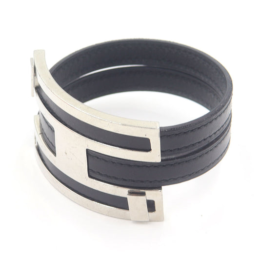 エルメス(Hermes)　プスプス　ブレスレット　腕回り17cm　重量22.75g　シルバー金具/レザー　レディース(中古)