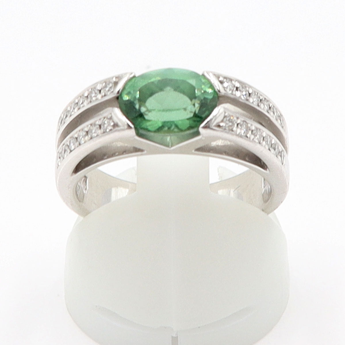 田崎真珠(TASAKI) Pt900トルマリンリング　T1.37ct　D0.18ct　リングサイズ12号　重量9.47g(石の重量含む)　レディース(中古)