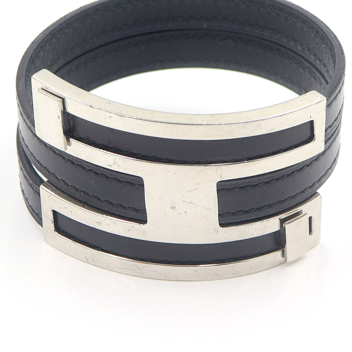 エルメス(Hermes)　プスプス　ブレスレット　腕回り17cm　重量22.75g　シルバー金具/レザー　レディース(中古)