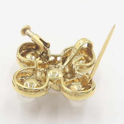 K18パールペンダントブローチ　D0.06ct　重量7.88g(石の重量含む)　W26.7mm×H26.7mm×10.0mm　レディース(中古)