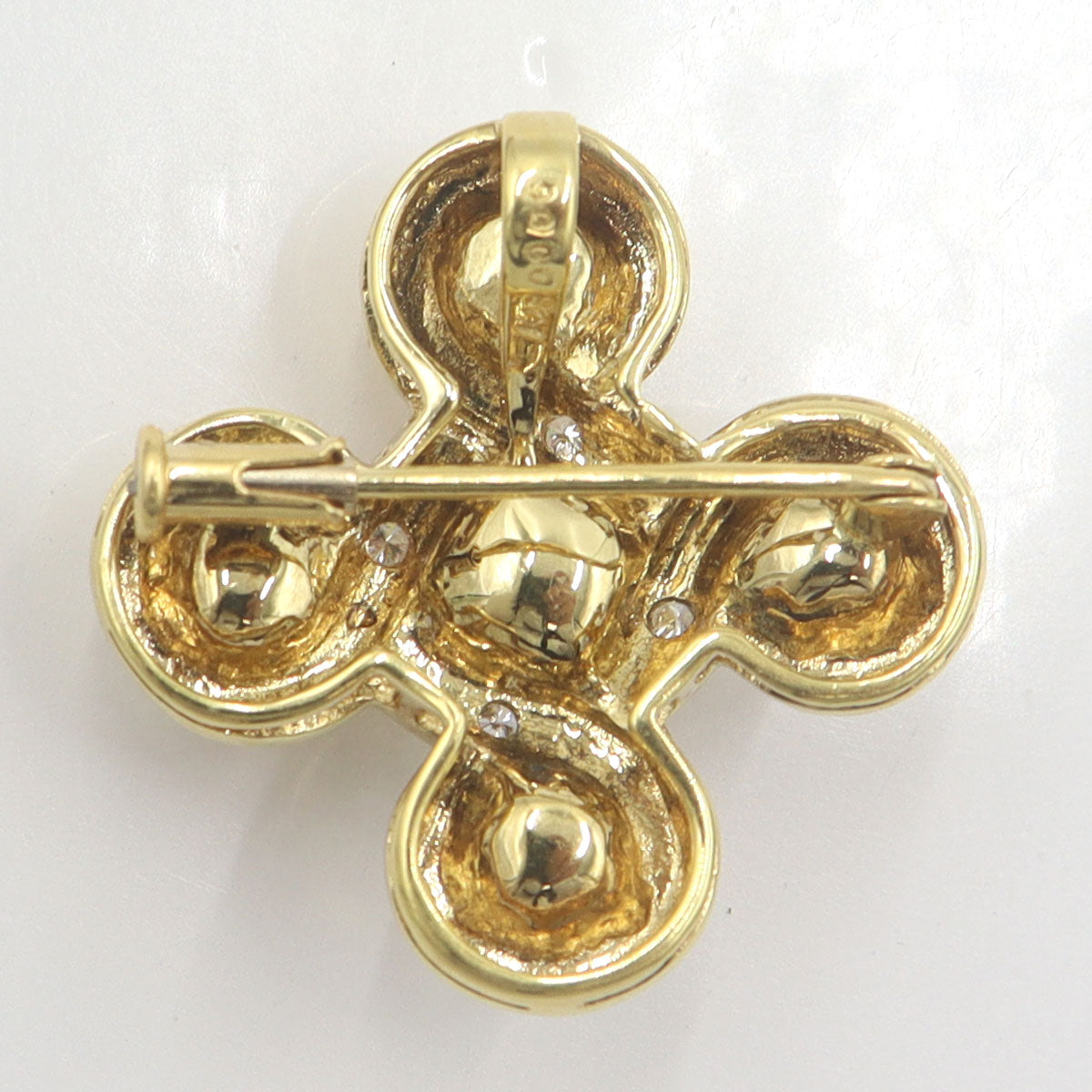 K18パールペンダントブローチ　D0.06ct　重量7.88g(石の重量含む)　W26.7mm×H26.7mm×10.0mm　レディース(中古)