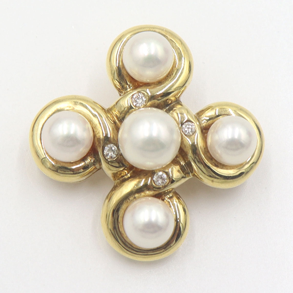 K18パールペンダントブローチ　D0.06ct　重量7.88g(石の重量含む)　W26.7mm×H26.7mm×10.0mm　レディース(中古)