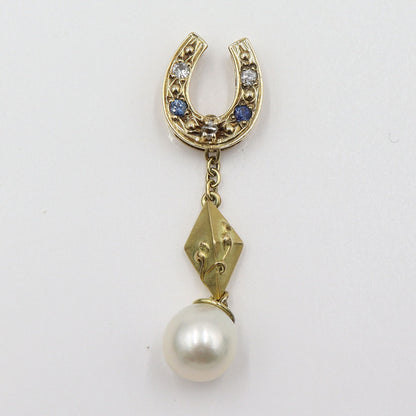 K18パールペンダントトップ　P8mm　D0.05ct　重量3.83g(石の重量含む)　レディース(中古)