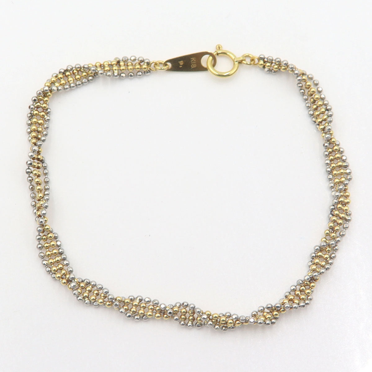 K18/Pt デザインブレスレット　腕回り17.5cm　重量4.70g　レディース(中古)