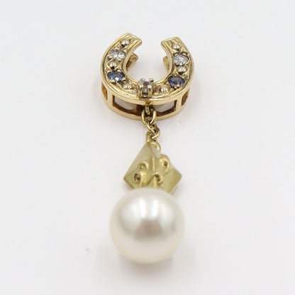 K18パールペンダントトップ　P8mm　D0.05ct　重量3.83g(石の重量含む)　レディース(中古)