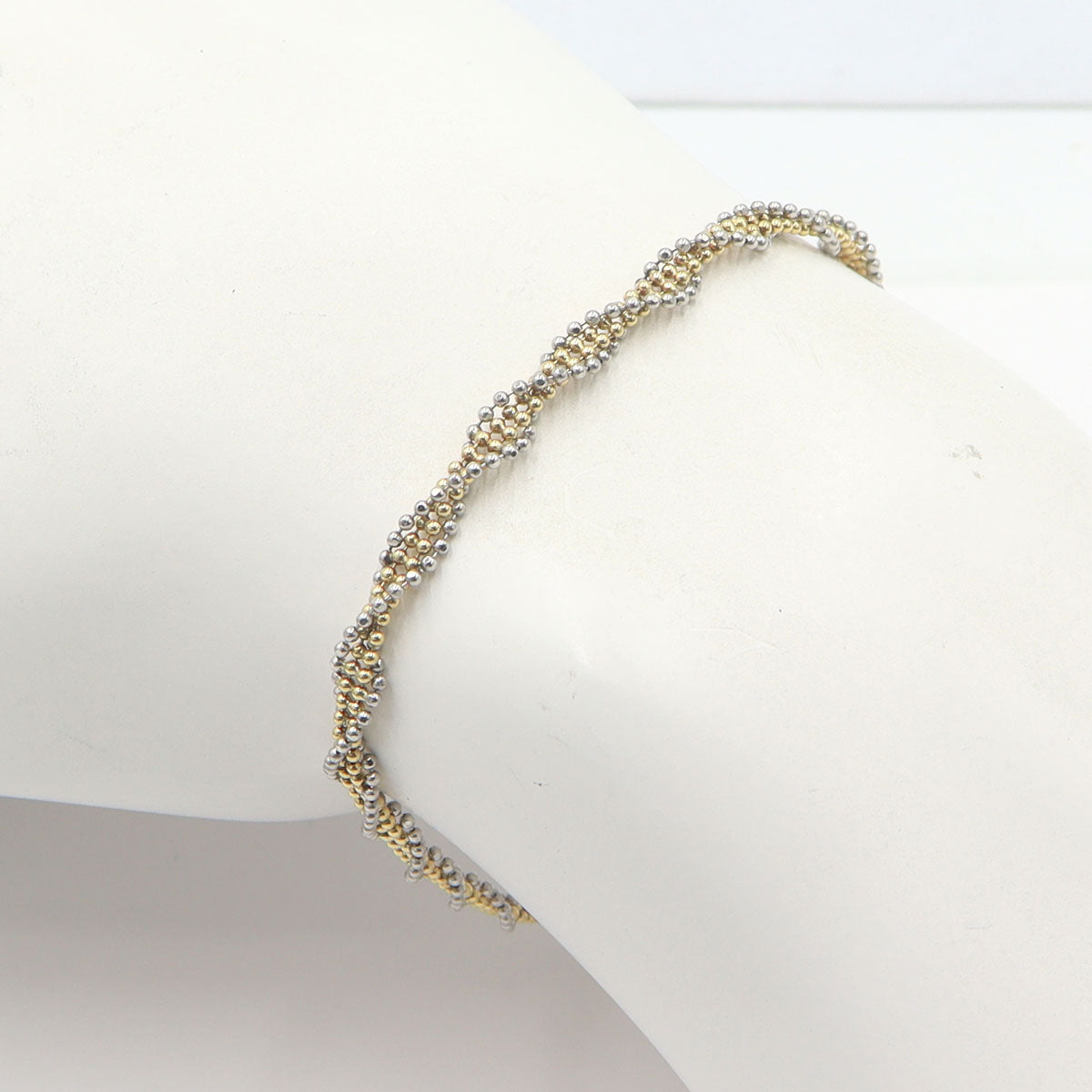 K18/Pt デザインブレスレット　腕回り17.5cm　重量4.70g　レディース(中古)