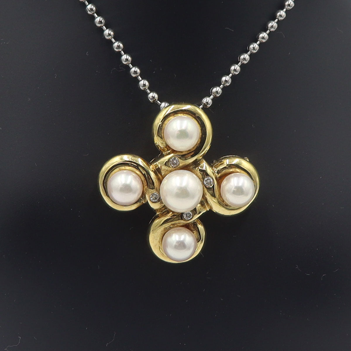 K18パールペンダントブローチ　D0.06ct　重量7.88g(石の重量含む)　W26.7mm×H26.7mm×10.0mm　レディース(中古)