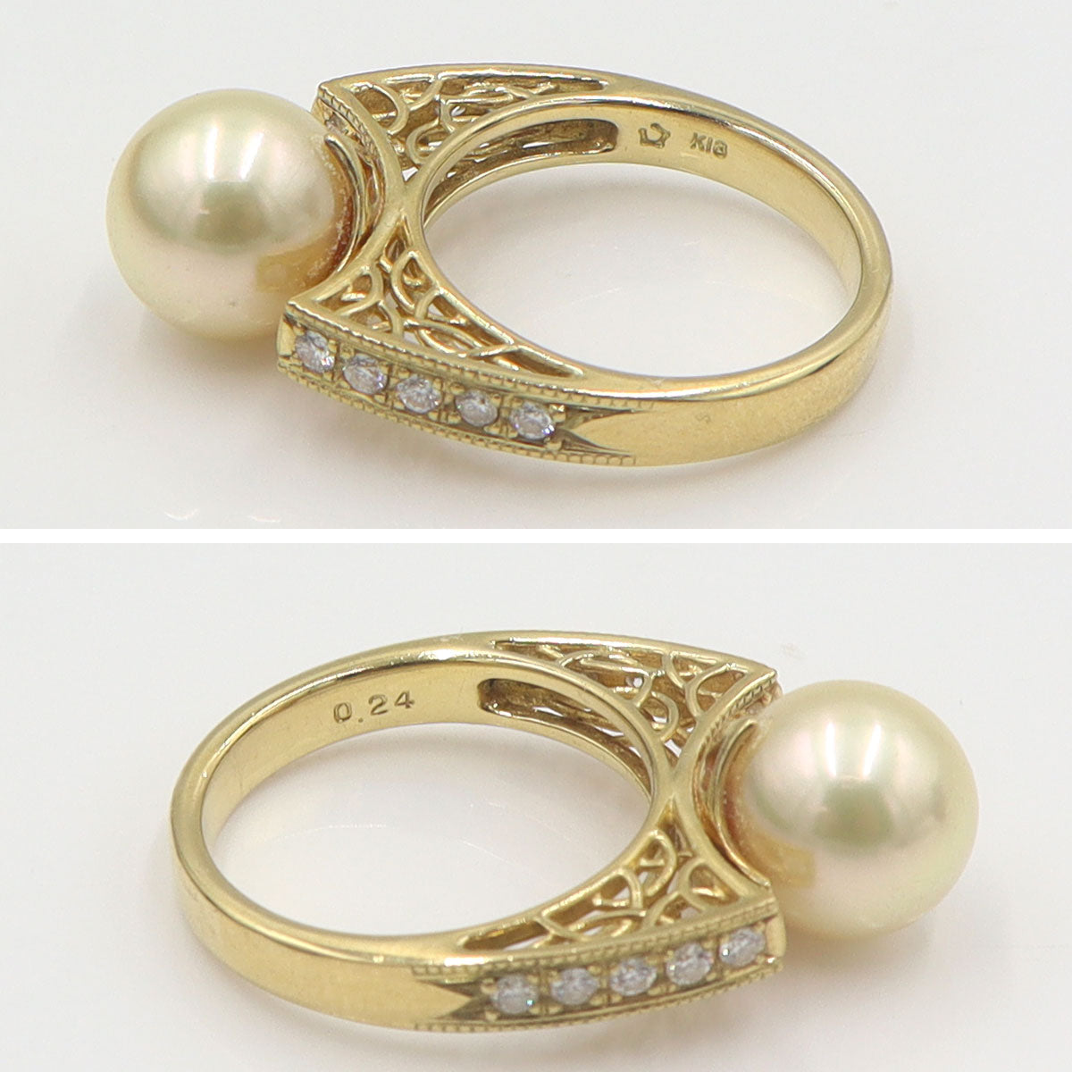 星の砂　K18パールダイヤモンドリング　D0.24ct　リングサイズ11号　重量6.19g　レディース(中古)