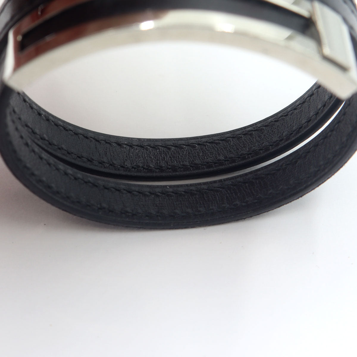 エルメス(Hermes)　プスプス　ブレスレット　腕回り17cm　重量22.75g　シルバー金具/レザー　レディース(中古)