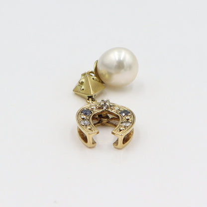 K18パールペンダントトップ　P8mm　D0.05ct　重量3.83g(石の重量含む)　レディース(中古)