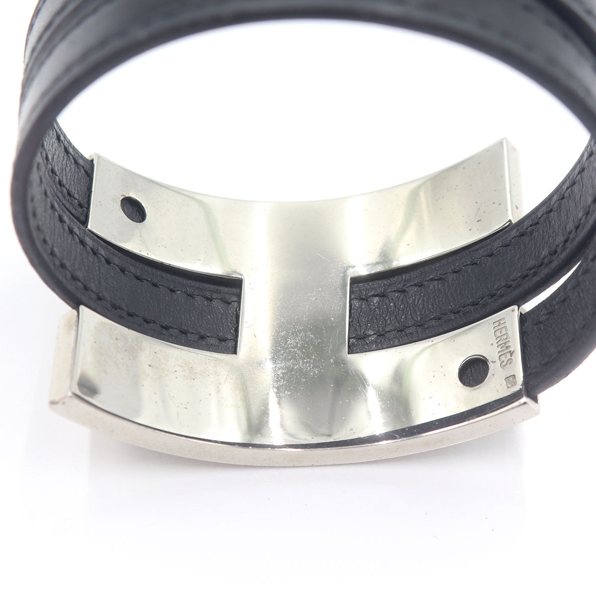 エルメス(Hermes)　プスプス　ブレスレット　腕回り17cm　重量22.75g　シルバー金具/レザー　レディース(中古)