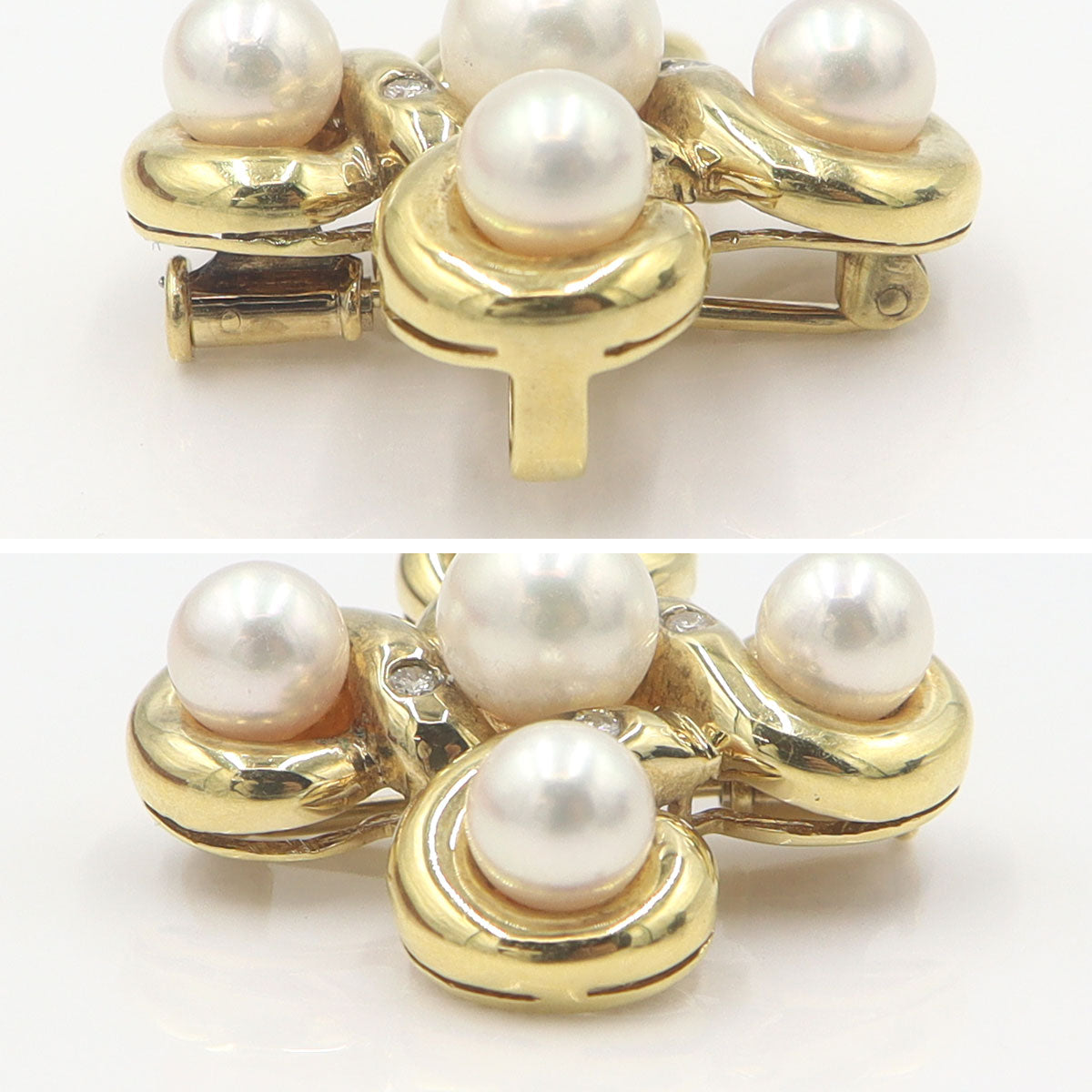 K18パールペンダントブローチ　D0.06ct　重量7.88g(石の重量含む)　W26.7mm×H26.7mm×10.0mm　レディース(中古)