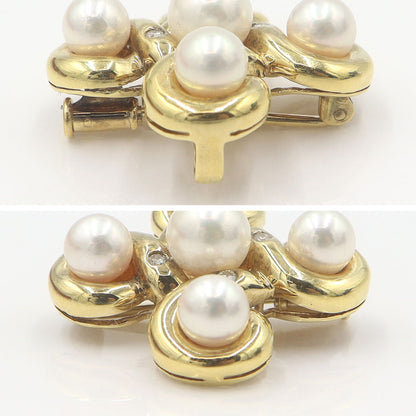 K18パールペンダントブローチ　D0.06ct　重量7.88g(石の重量含む)　W26.7mm×H26.7mm×10.0mm　レディース(中古)