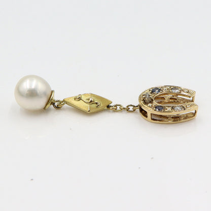 K18パールペンダントトップ　P8mm　D0.05ct　重量3.83g(石の重量含む)　レディース(中古)