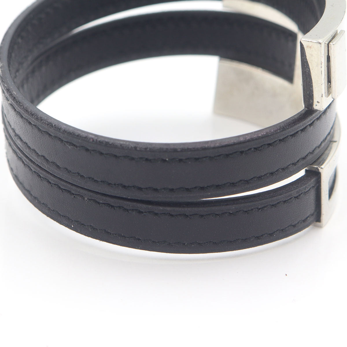 エルメス(Hermes)　プスプス　ブレスレット　腕回り17cm　重量22.75g　シルバー金具/レザー　レディース(中古)