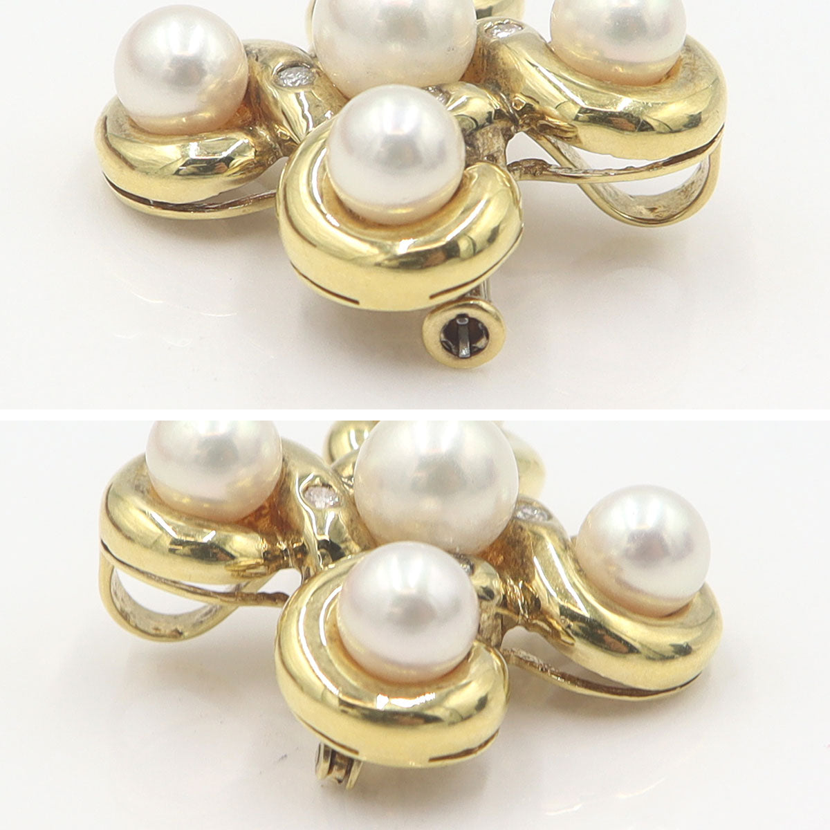 K18パールペンダントブローチ　D0.06ct　重量7.88g(石の重量含む)　W26.7mm×H26.7mm×10.0mm　レディース(中古)