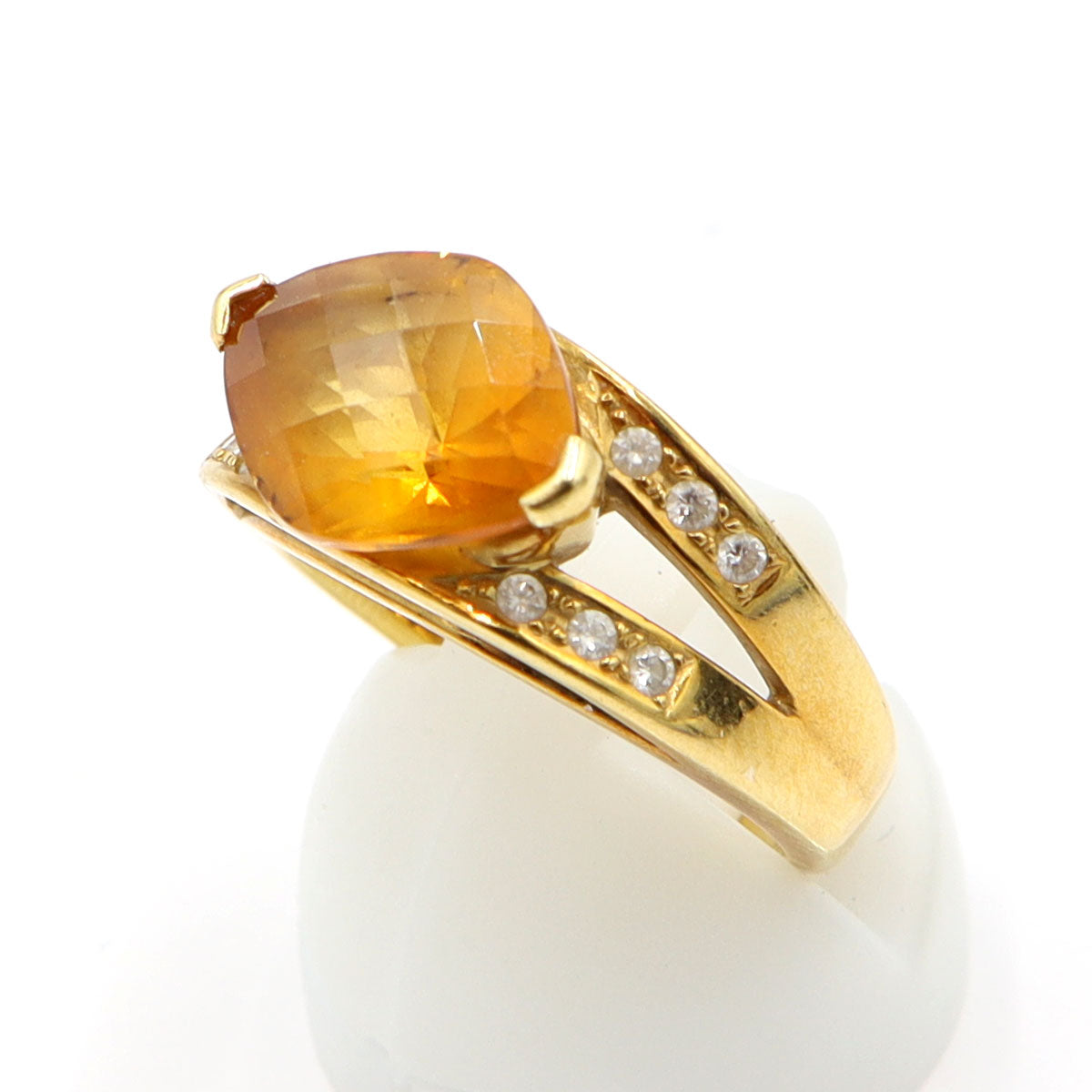 田崎真珠(TASAKI) K18シトリンリング　D0.11ct　リングサイズ12号　重量8.13g(石の重量含む)　レディース(中古)