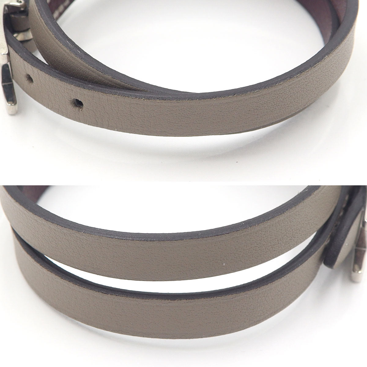 エルメス(Hermes)　レザーブレスレット　ビーアピ　ドゥブルトゥール　腕回り15.5～16.5cm　重量6.94g　レディース(中古)